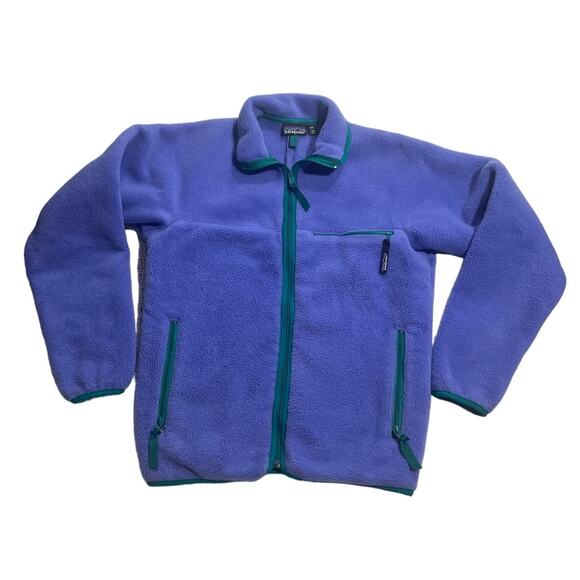 VTG Patagonia Deep Pile Pullover Fleece Sz Medium USA Made 8521 25501 Blue - Picture 1 of 8